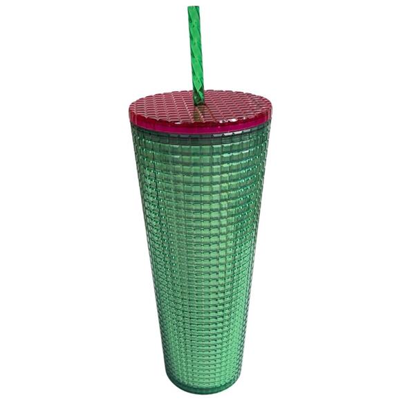 NWT Starbucks Watermelon Grid Cold Cup Tumbler Summer Pink Green - 24 oz Venti - Picture 9 of 12